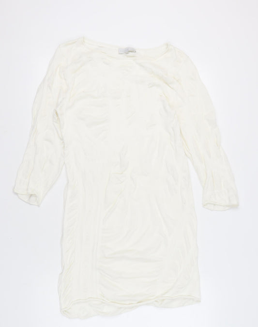 Evelin Brandt Women’s Ivory Sheath Dress Size 12 Knee Length 3/4 Sleeve