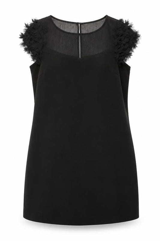 Warehouse Women's Black Size 16 Shift Dress Puff Sleeve Party