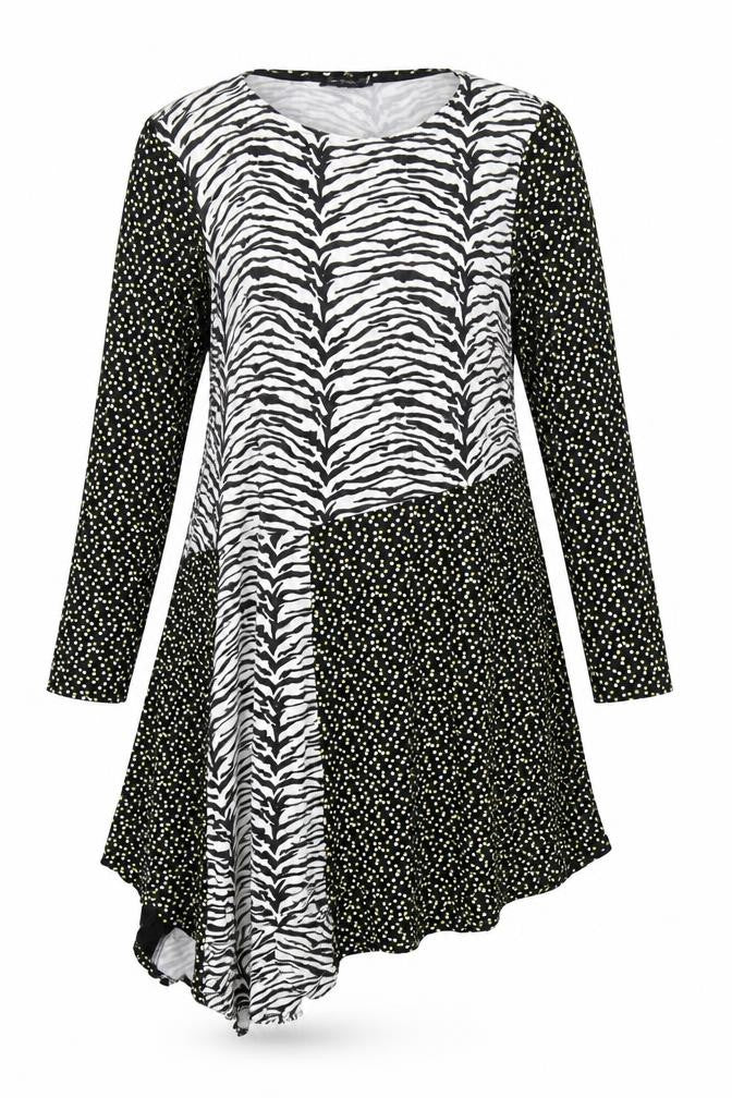 Simply Be Women’s Black Zebra Polka Dot Asymmetric Midi Dress UK 16