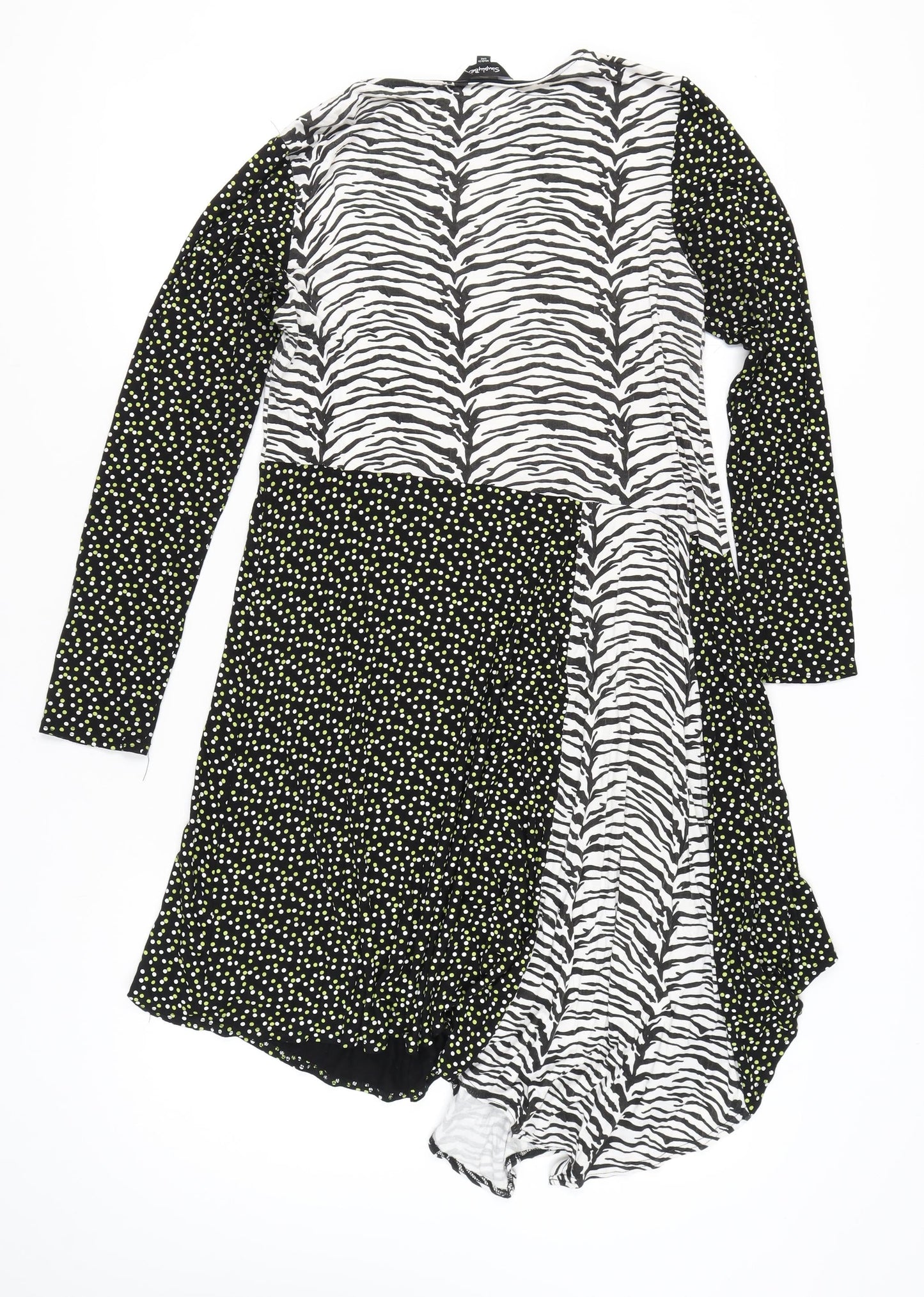 Simply Be Women’s Black Zebra Polka Dot Asymmetric Midi Dress UK 16