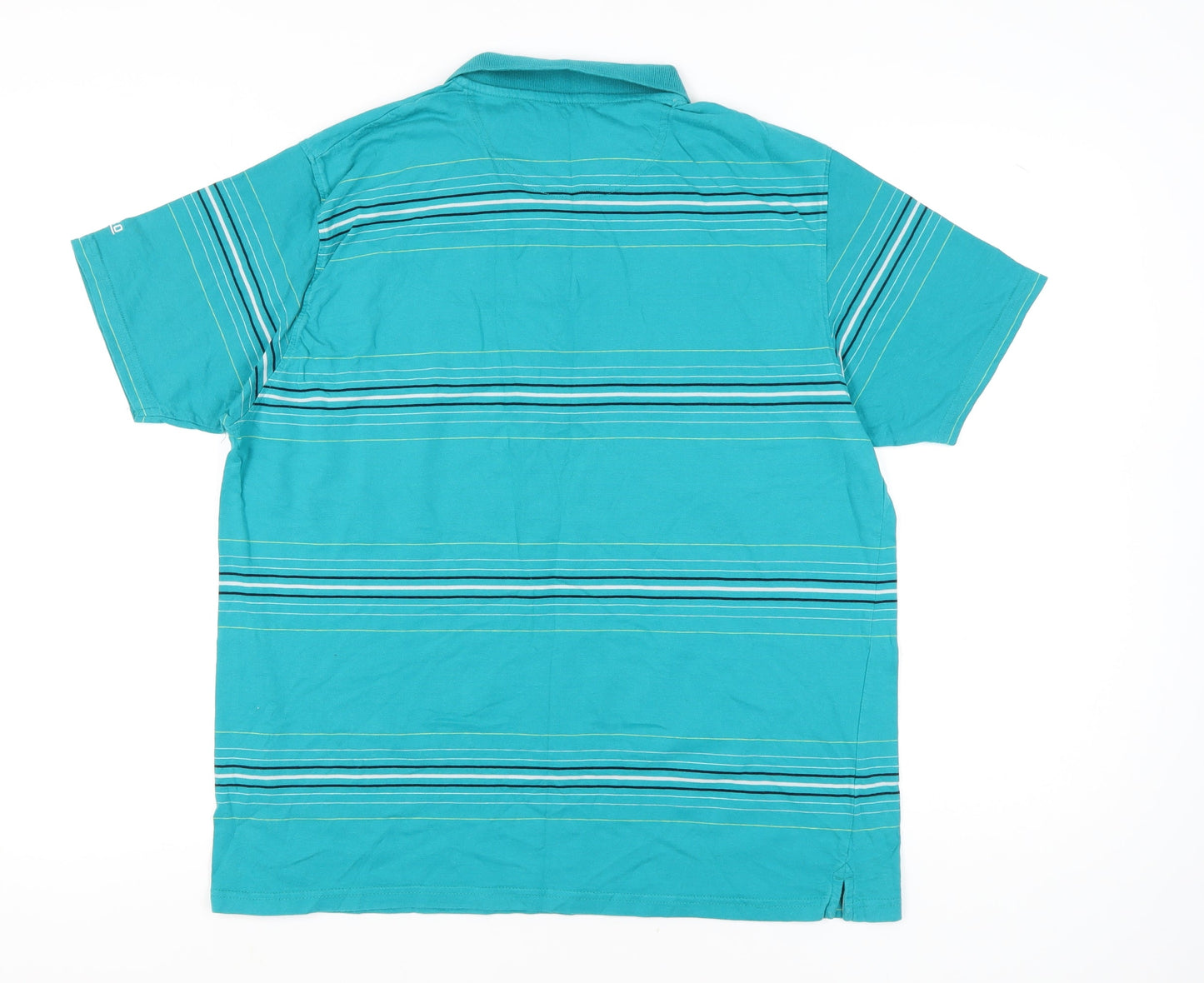 Golf Co Men's Blue Striped Short Sleeve Collared Polo Shirt L Regular Fit