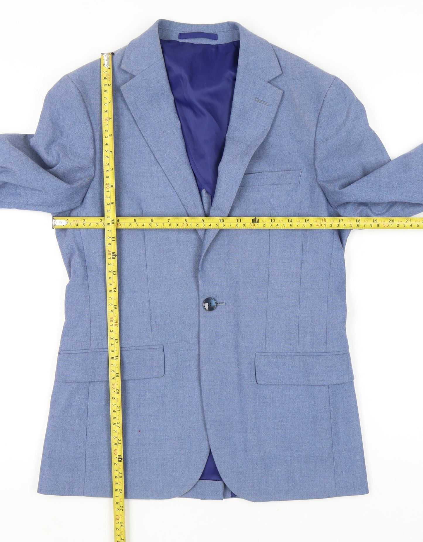 Moss London Men's Blue 36in Slim Fit Blazer Jacket