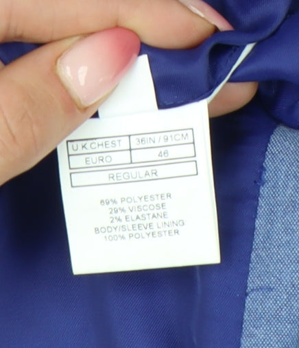 Moss London Men's Blue 36in Slim Fit Blazer Jacket