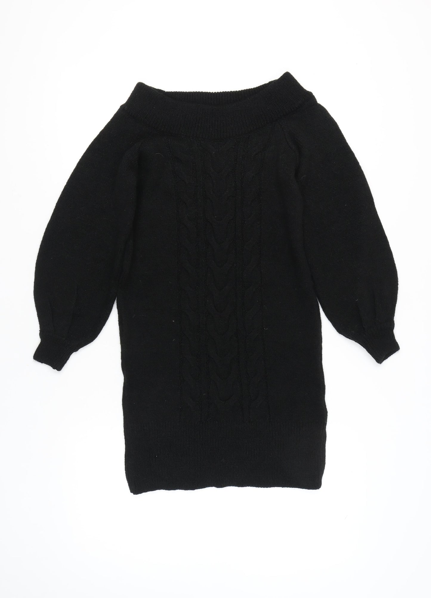 River Island Women's Black Knit Jumper Dress Size S Boat Neck