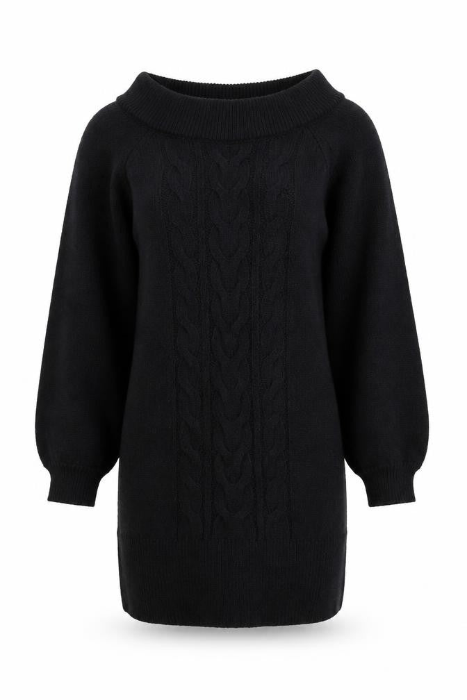 River Island Women's Black Knit Jumper Dress Size S Boat Neck