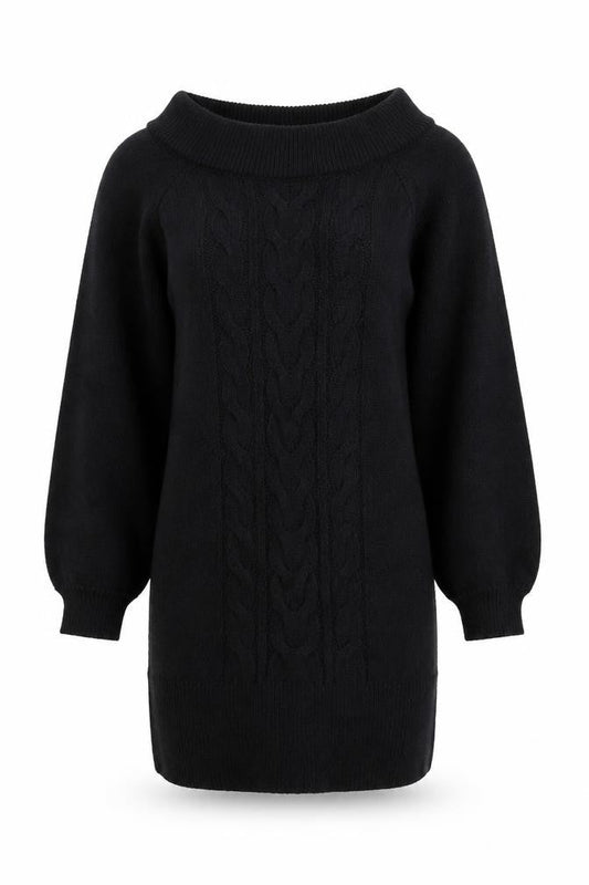 River Island Women's Black Knit Jumper Dress Size S Boat Neck