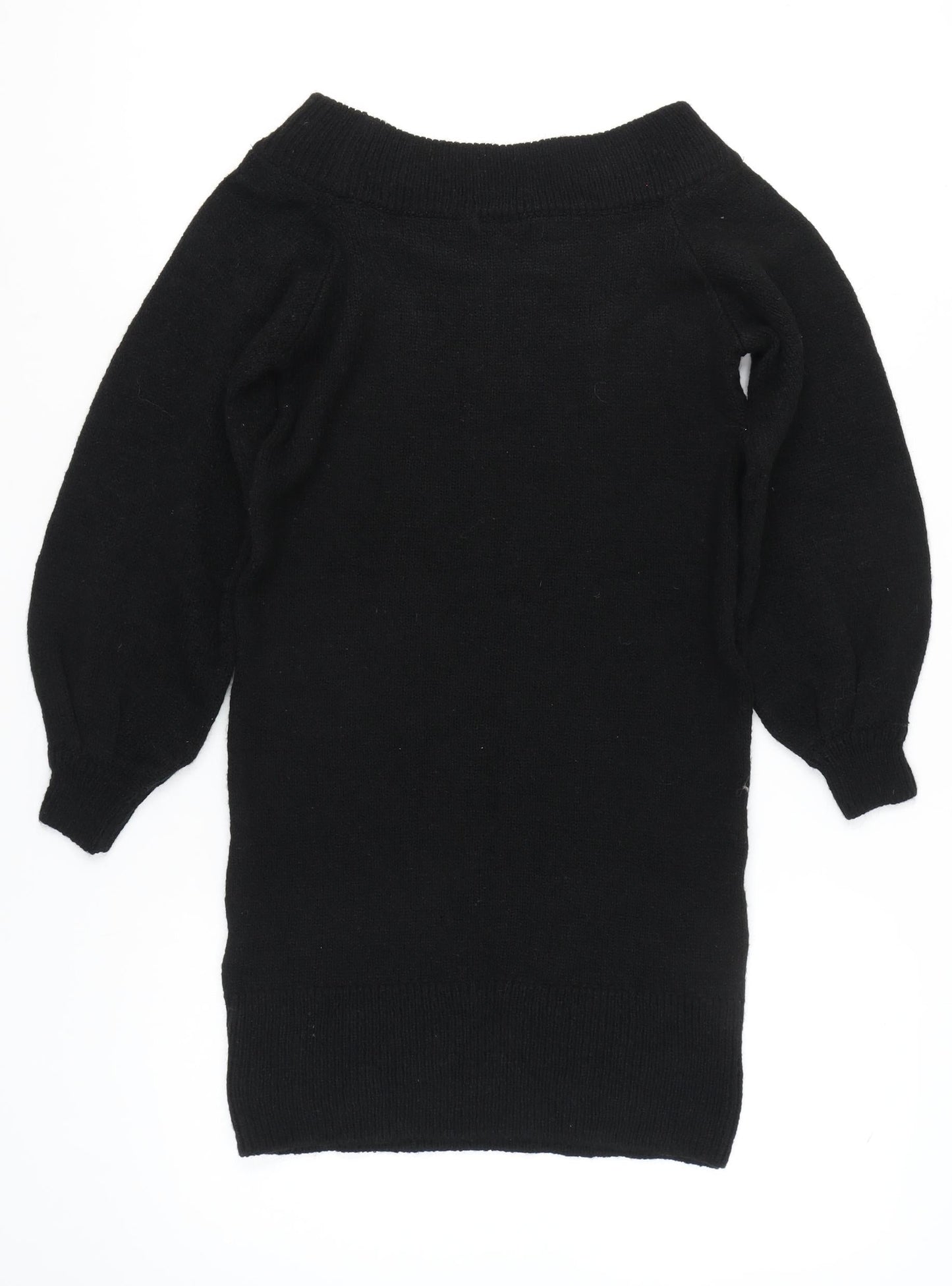 River Island Women's Black Knit Jumper Dress Size S Boat Neck