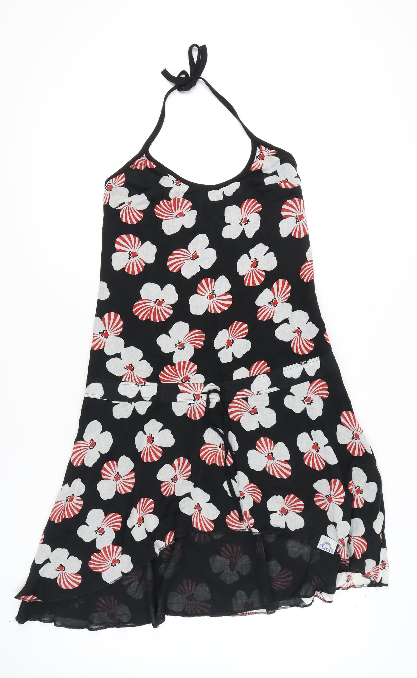 Diesel Women's Black Floral Halter Hi-Low Summer Dress M