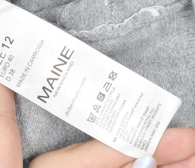 Maine New England Women’s Grey Size 12 Boat Neck Cotton Blend Jumper