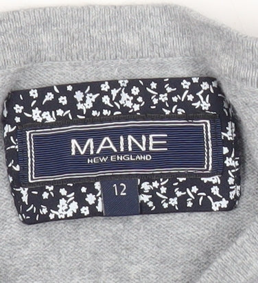 Maine New England Women’s Grey Size 12 Boat Neck Cotton Blend Jumper