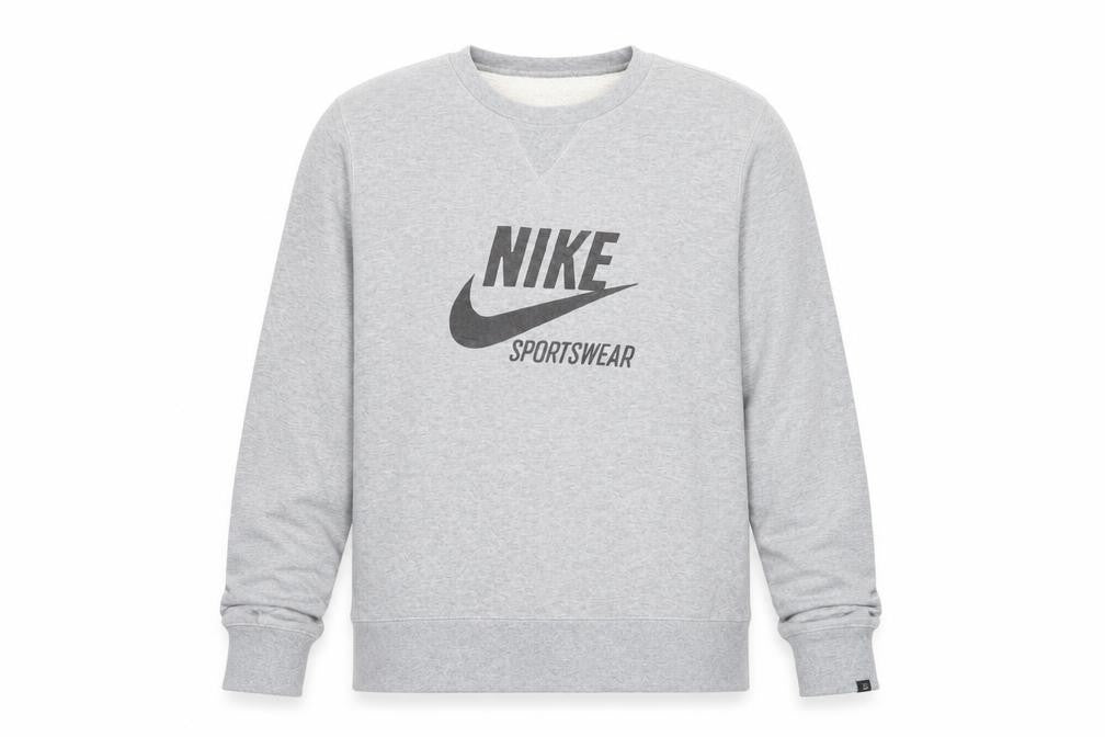 Nike Men’s Grey Sportswear Sweatshirt L Crew Neck Logo Cotton Pullover