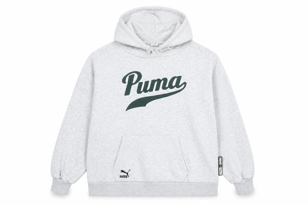 Puma Men’s Grey Pullover Hoodie S Logo Fleece Sportswear
