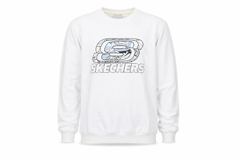 Skechers Men’s White XS Pullover Sweatshirt Logo Graphic Lightweight