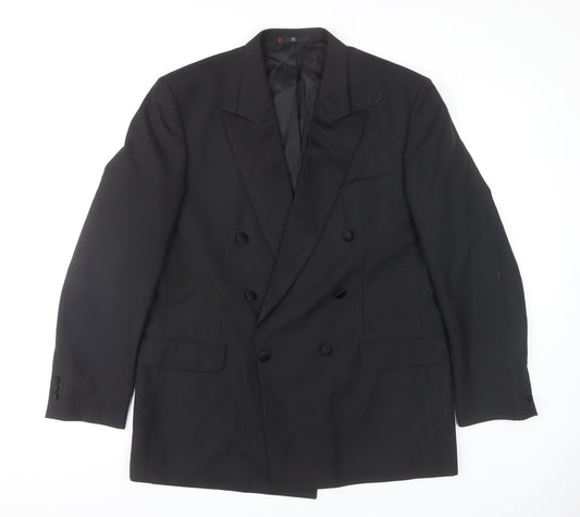Ciro Citterio Men's Black 44L Wool Blend Double-Breasted Blazer