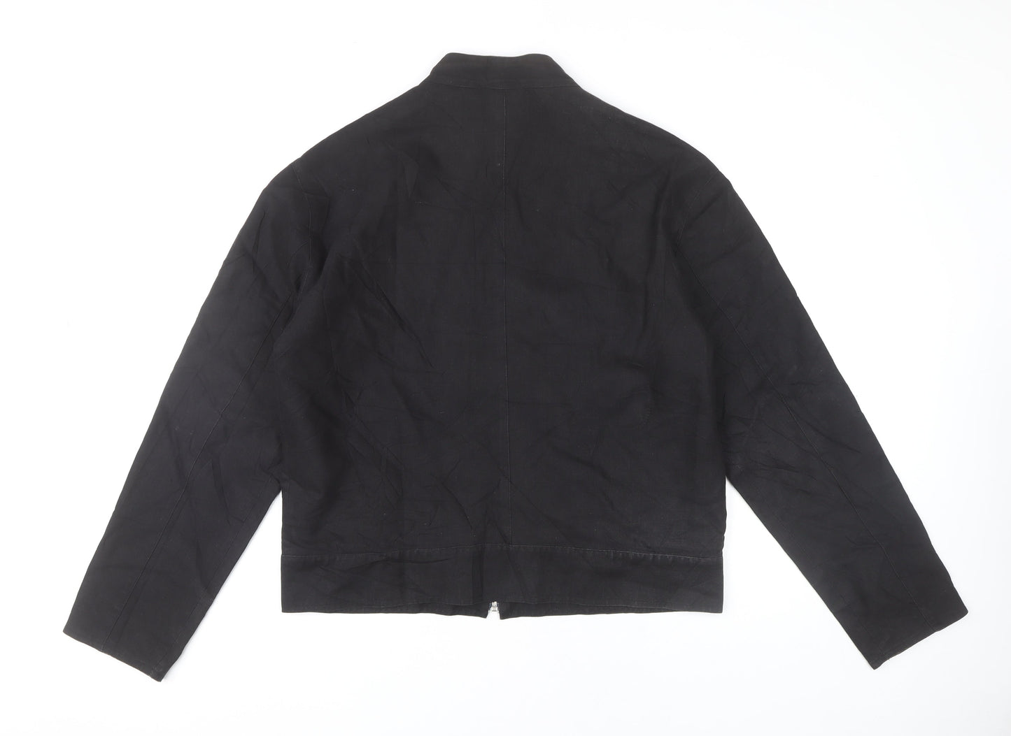 st-martins Men's Black XL Basic Jacket Linen Cotton Stand-Up Collar