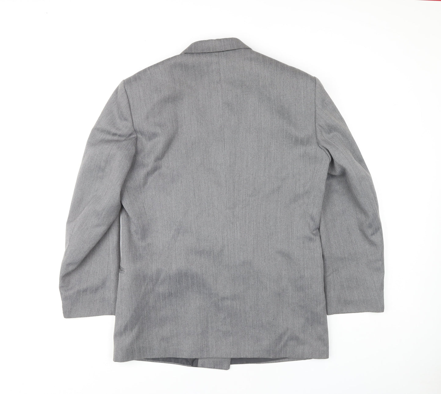 Flex Men's Grey 40R Double-Breasted Peak Lapel Blazer