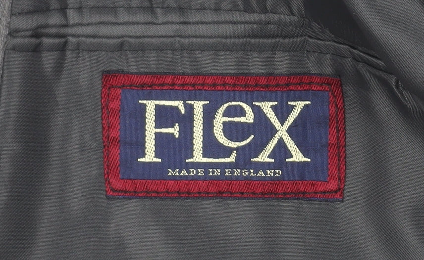 Flex Men's Grey 40R Double-Breasted Peak Lapel Blazer