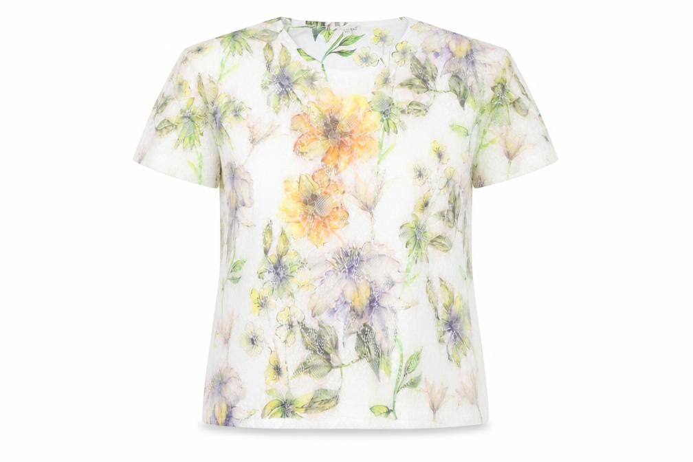Fay Louise Women’s Multicoloured Floral Lace T-Shirt XL Spring Summer