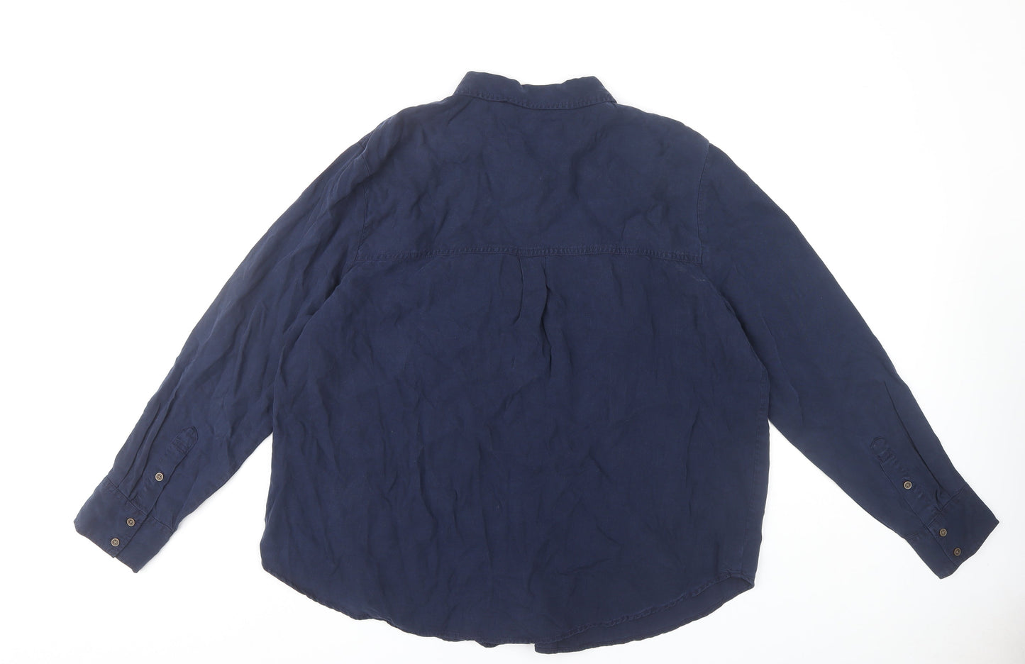 Marks and Spencer Women's Blue Size 18 Long Sleeve Button-Up Shirt