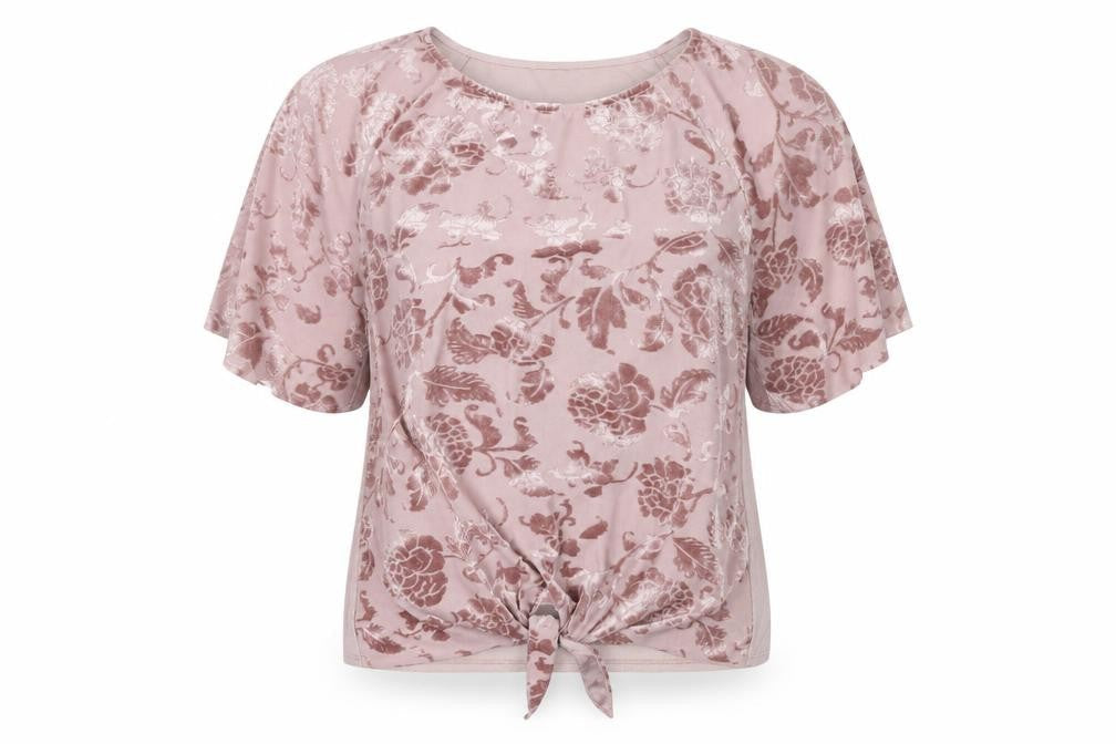George Women’s Pink Floral Velvet Tie Front Blouse Size 14