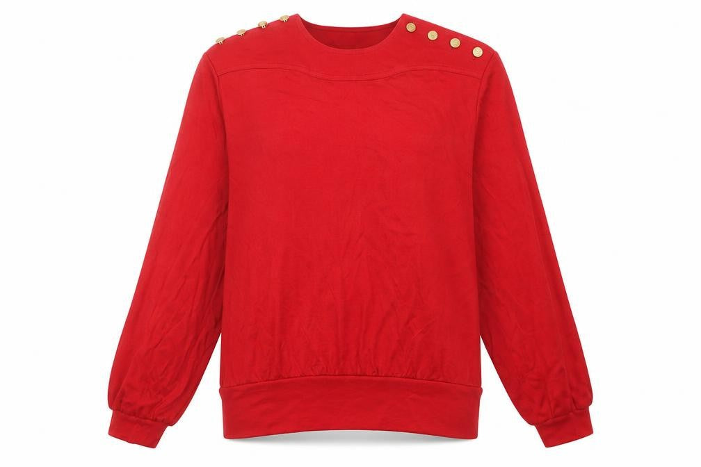 Country Casuals Women’s Red Wool Blend Boat Neck Button Blouse M