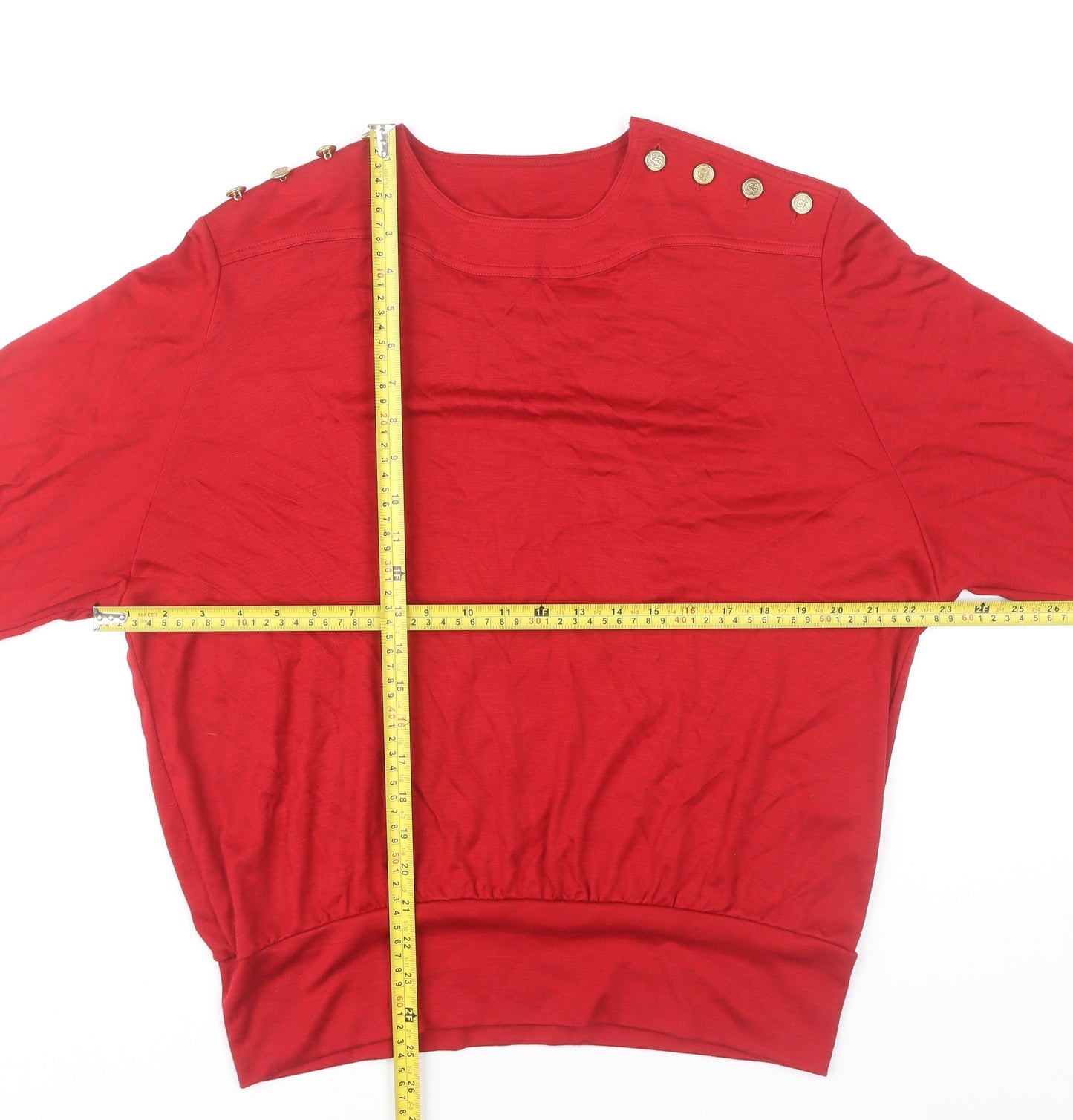Country Casuals Women’s Red Wool Blend Boat Neck Button Blouse M