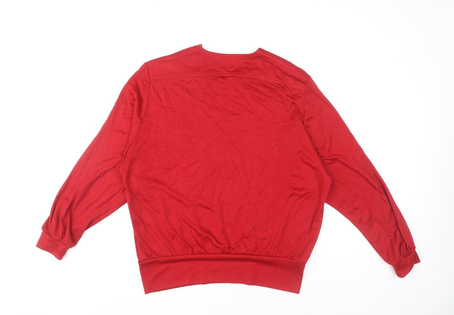 Country Casuals Women’s Red Wool Blend Boat Neck Button Blouse M