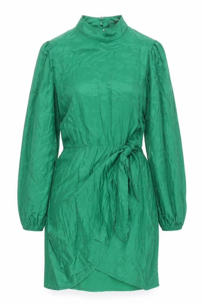 Zara Women’s Green XS Shift Dress High Neck Belted Long Sleeve