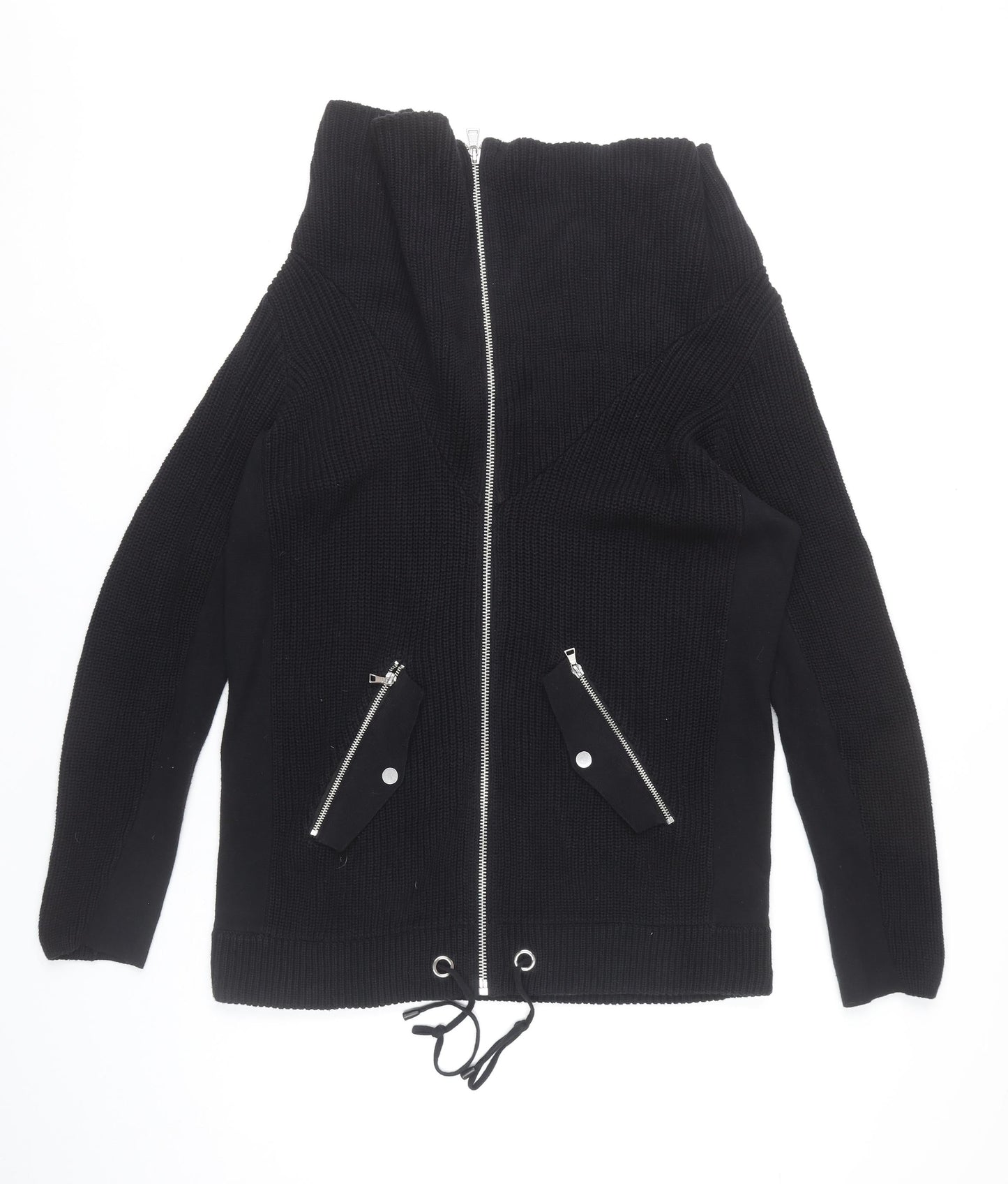 Next Women’s Black Cotton Full Zip High Neck Jumper UK 14