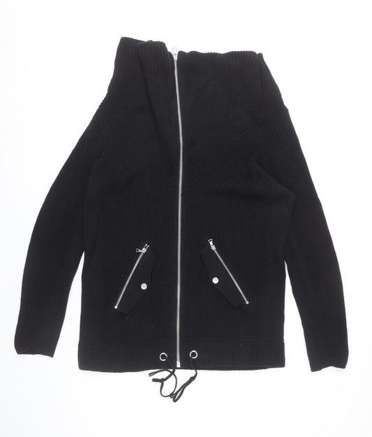 Next Women’s Black Cotton Full Zip High Neck Jumper UK 14