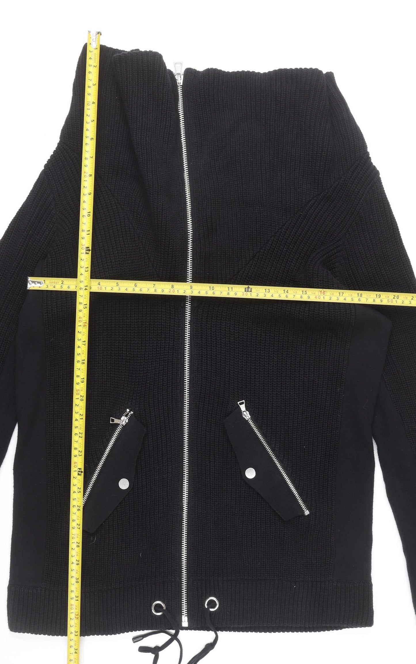 Next Women’s Black Cotton Full Zip High Neck Jumper UK 14