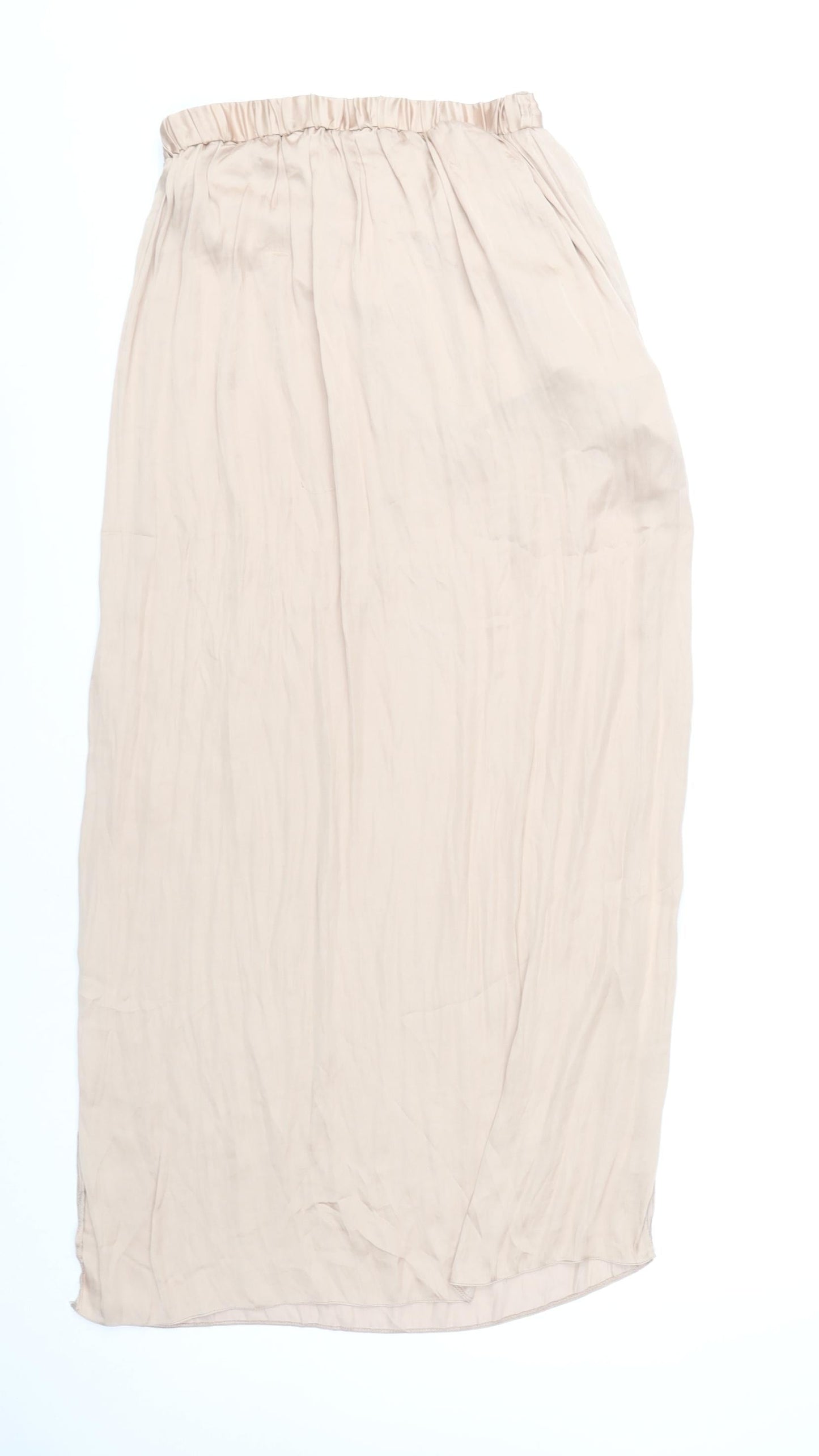 River Island Women’s Beige Midi Skirt Size 10 Polyester Elastic Waist