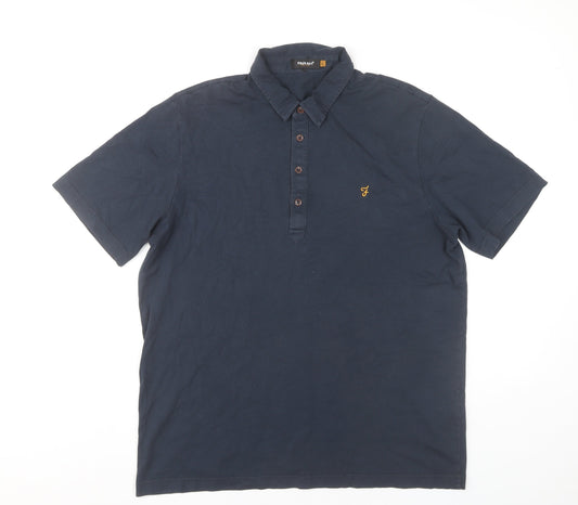 Farah Men’s Blue Cotton Short Sleeve Polo Shirt L Casual