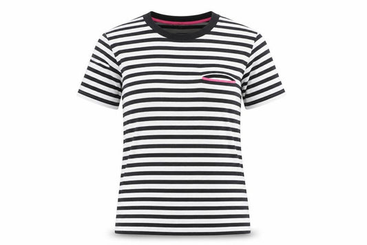 Massimo Dutti Women’s Black Striped Cotton T-Shirt S Crew Neck