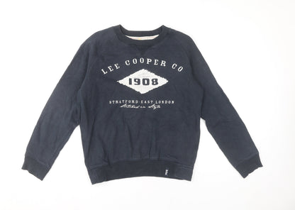 Additional front view of Lee Cooper Men’s Blue Small Pullover Sweatshirt Crew Neck Fleece Logo