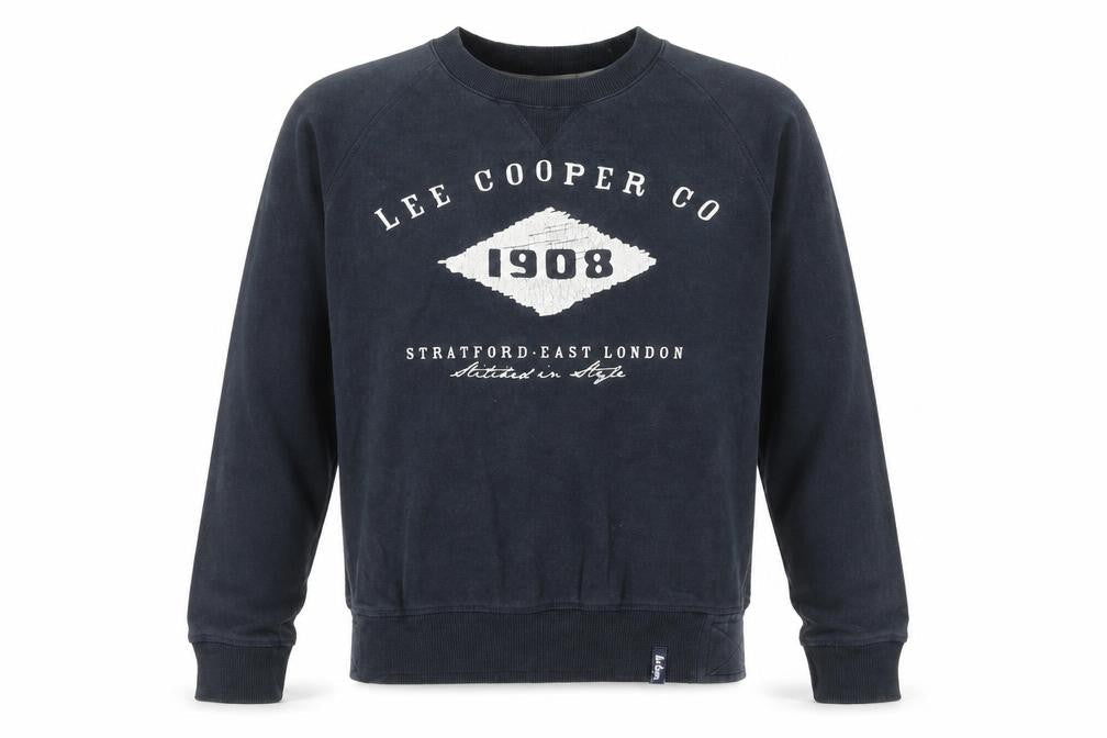 Lee Cooper Men’s Blue Small Pullover Sweatshirt Crew Neck Fleece Logo