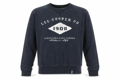 Front view of Lee Cooper Men’s Blue Small Pullover Sweatshirt Crew Neck Fleece Logo