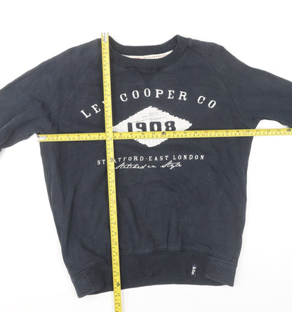 Back view of Lee Cooper Men’s Blue Small Pullover Sweatshirt Crew Neck Fleece Logo