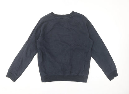 Close-up detail of Lee Cooper Men’s Blue Small Pullover Sweatshirt Crew Neck Fleece Logo