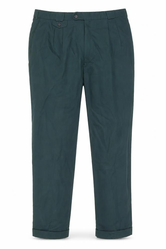 Oakman Men’s Green 42in Pleated Front Straight Leg Trousers
