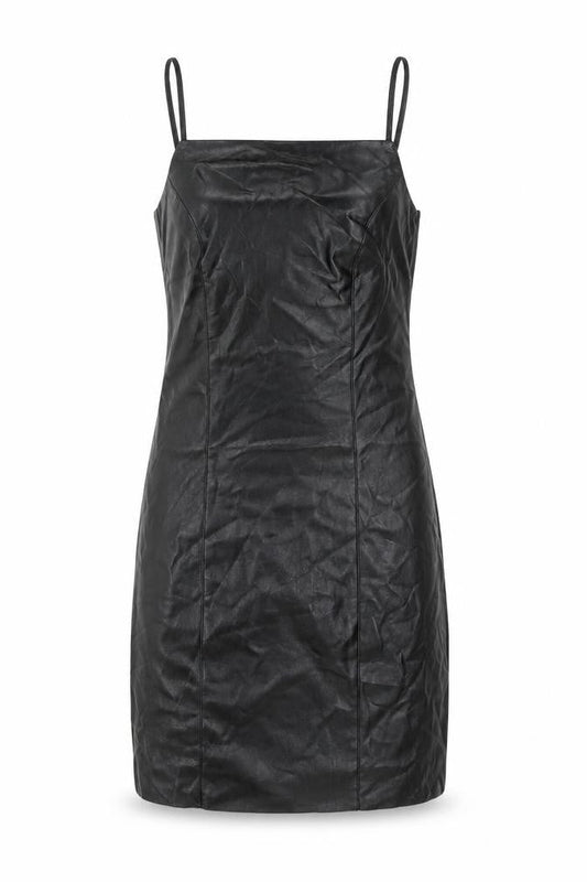 Topshop Women’s Black Faux Leather Slip Dress UK 8 Partywear