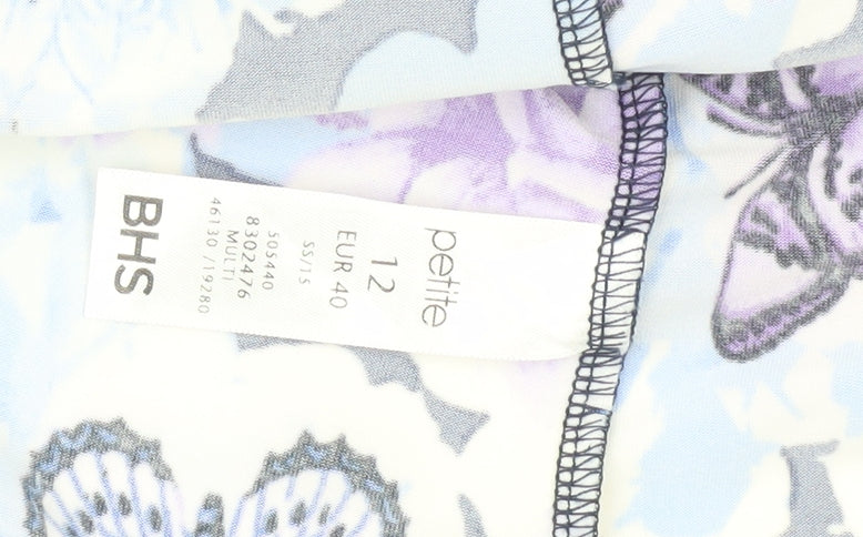 BHS Women’s Petite Multicoloured Butterfly Floral Kimono Blouse Size 12