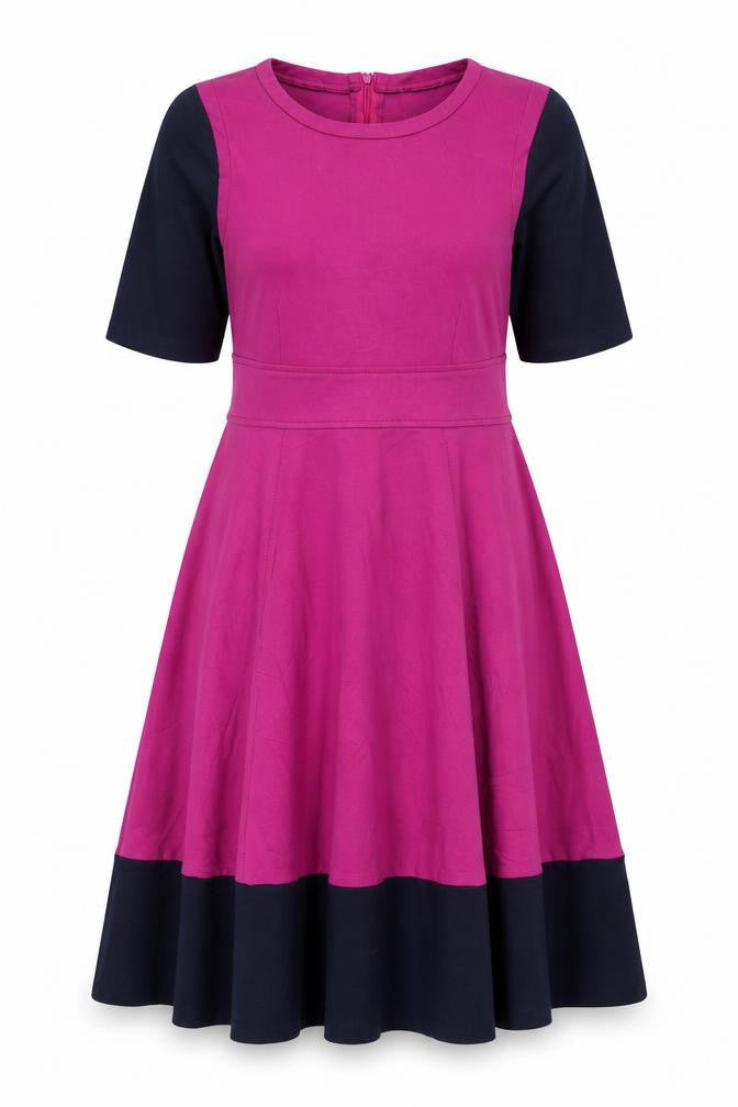 John Lewis Women’s Pink Colourblock Fit & Flare Dress Size 12