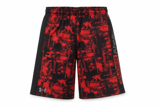 Under Armour Boys Red Athletic Shorts L Elastic Waist Mesh Sports