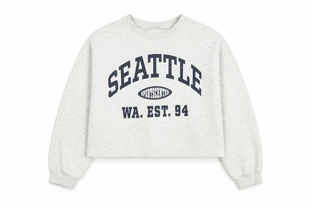 H&M Girls Grey Seattle Print Pullover Sweatshirt - 11 Years