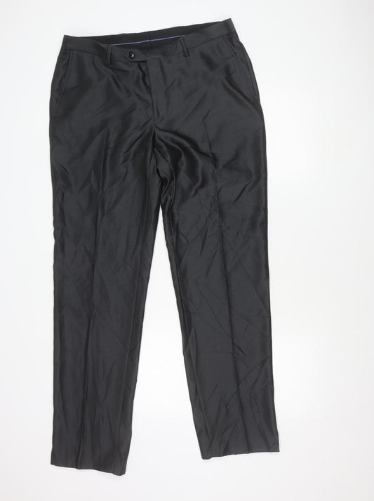 Marco Venturi Men’s Black Dress Pants L 36in Waist Straight Leg Formal