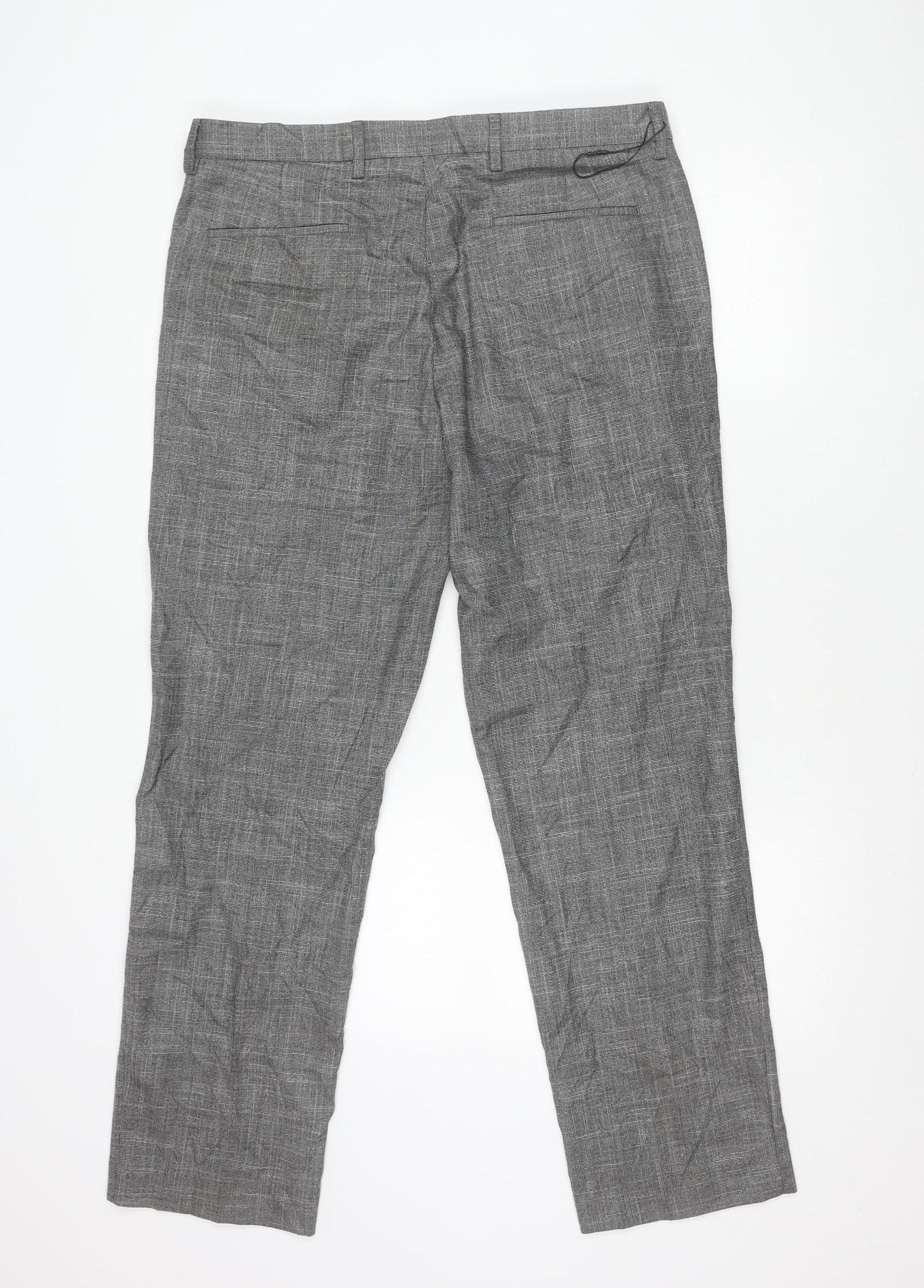 Marks and Spencer Mens Grey Check Dress Pants 36W 31L Regular Fit