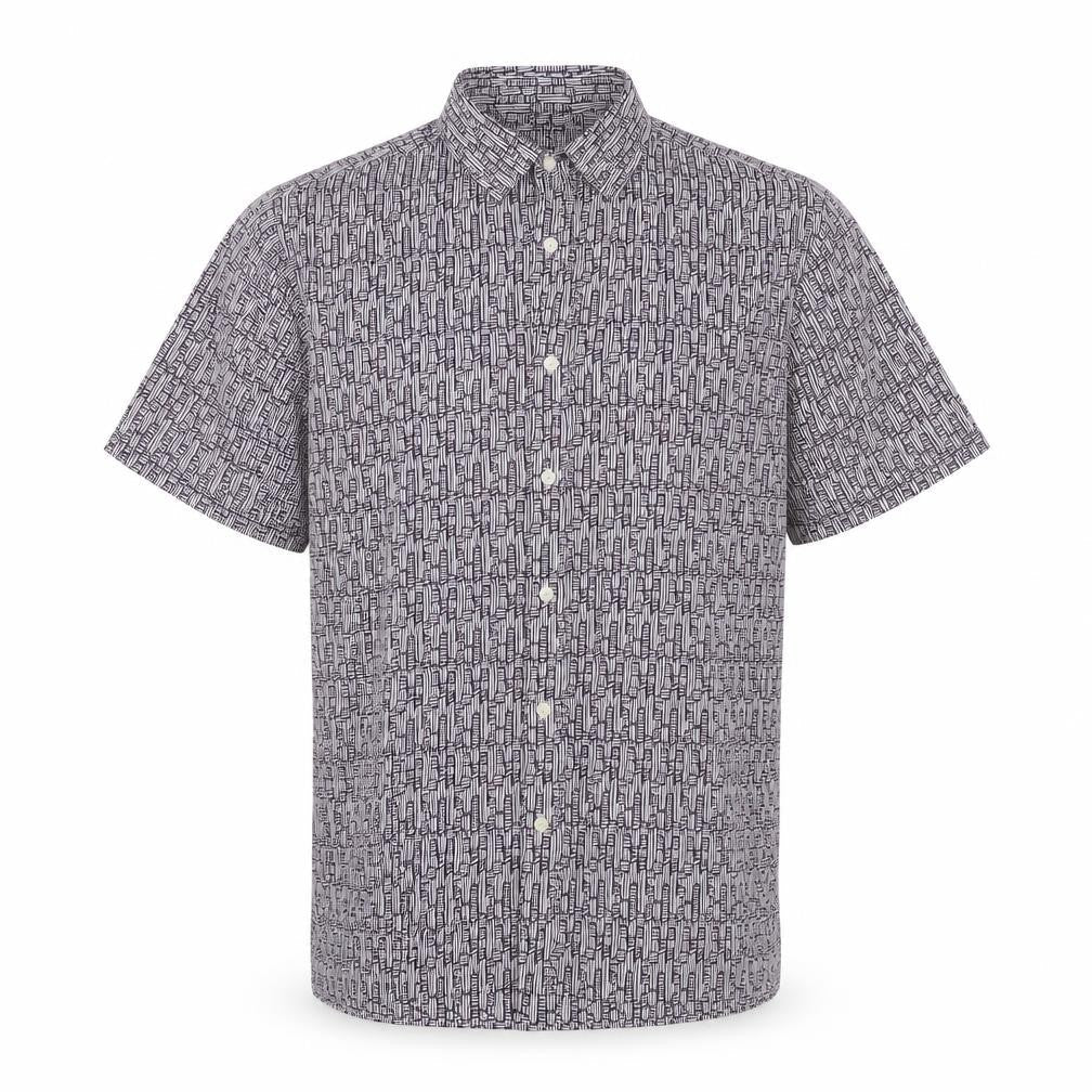 Marks & Spencer Men’s Purple Geometric Short Sleeve Cotton Shirt M