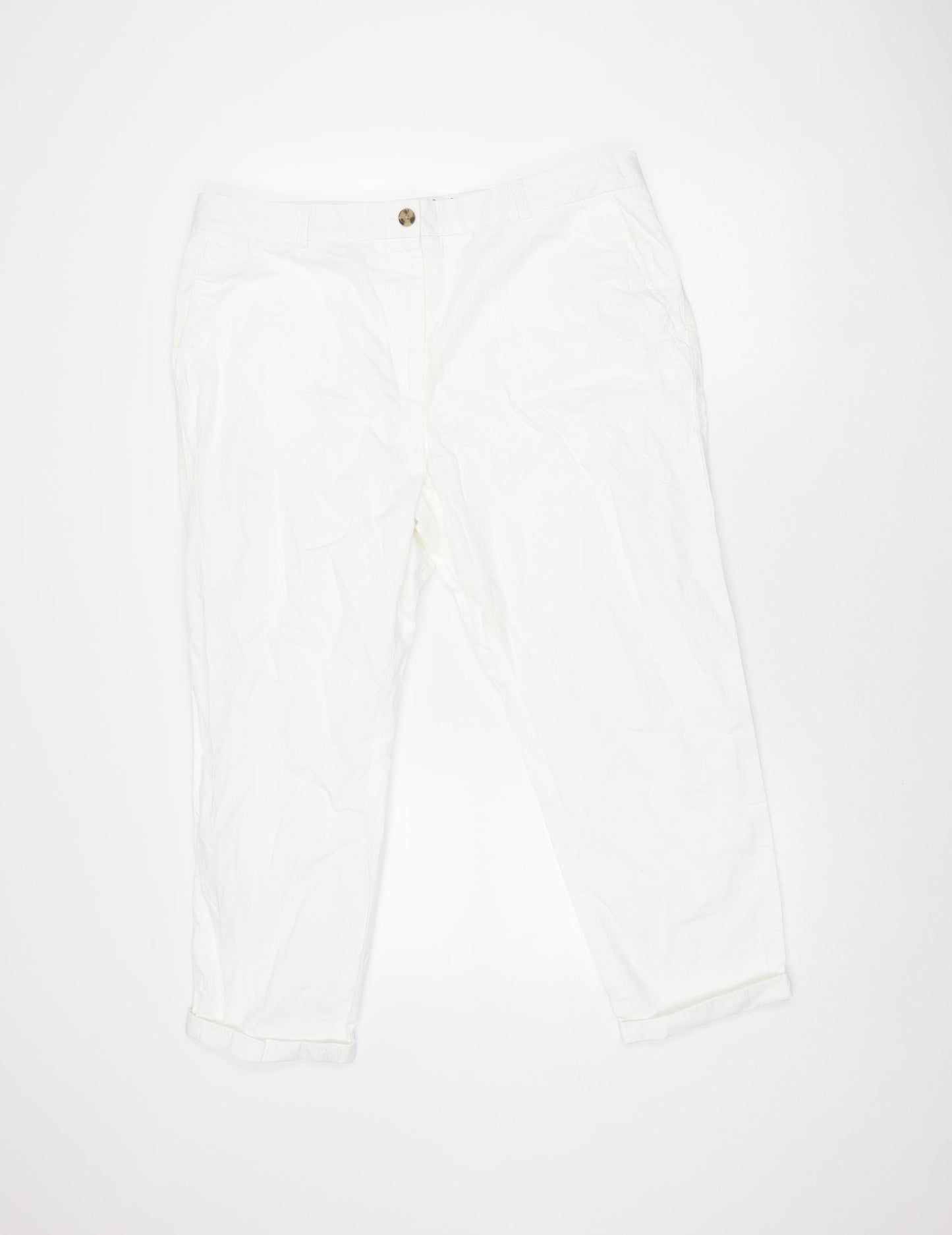 Marks and Spencer Women’s White Cargo Trousers Size 6 Straight Leg