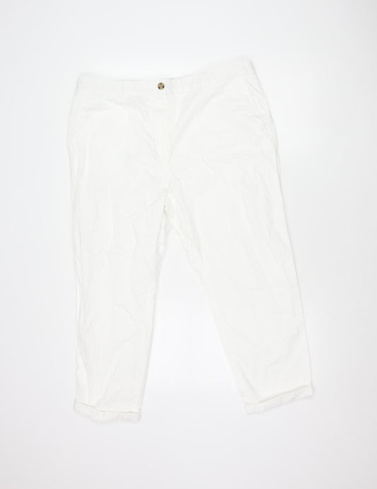 Marks and Spencer Women’s White Cargo Trousers Size 6 Straight Leg